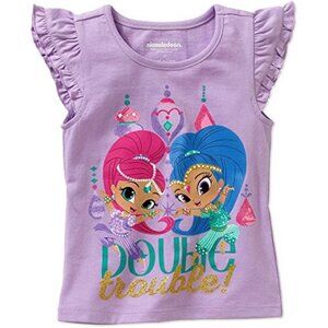 Nickelodeon Shimmer & Shine Girls Double Trouble Tee Shirt, Purple, 2T, NEW -